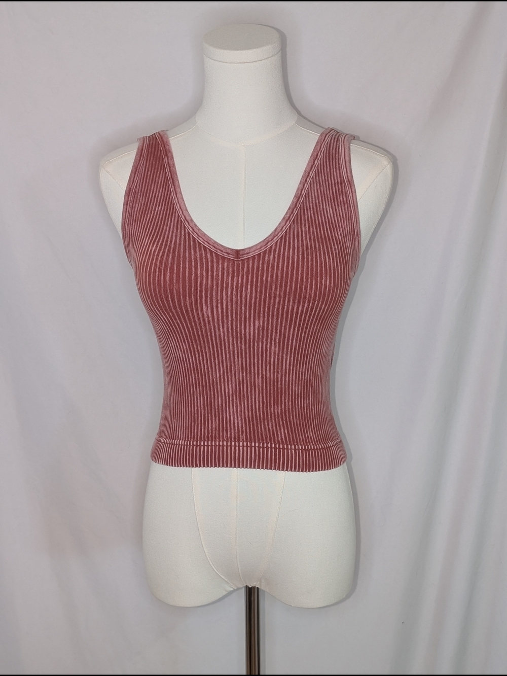 Zenana Two Way Ribbed V-Neck Cropped Tank Top NWOT L/XL